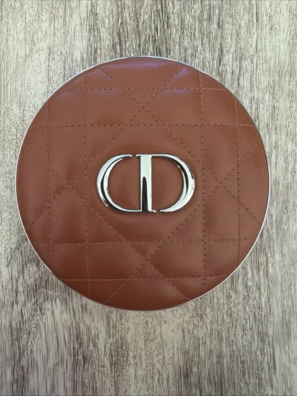 Dior Brown Quilted Leather Compact Case with CD Logo-jumbo bronzer